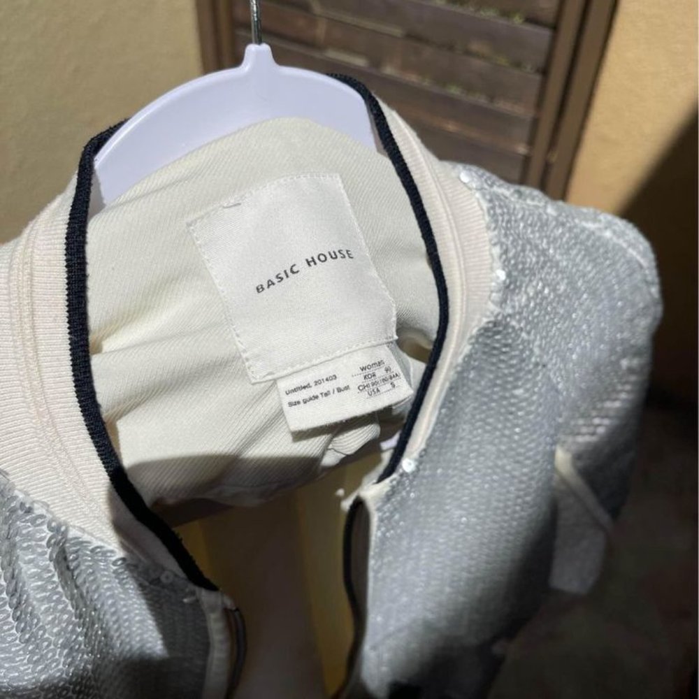 Woman Basic house Silver thread embroidery Vintage sequins punk jacket Size S